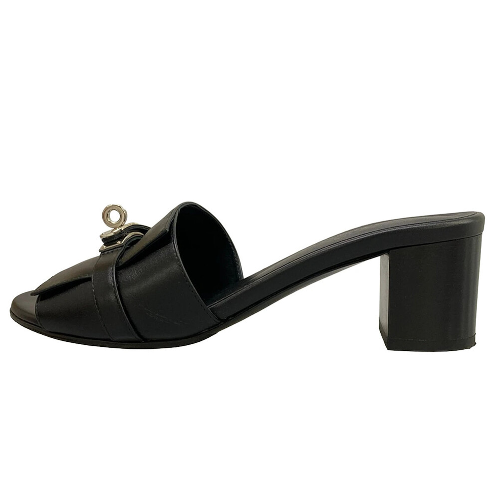Hermes Black Leather Women's Sandals #328676H87B